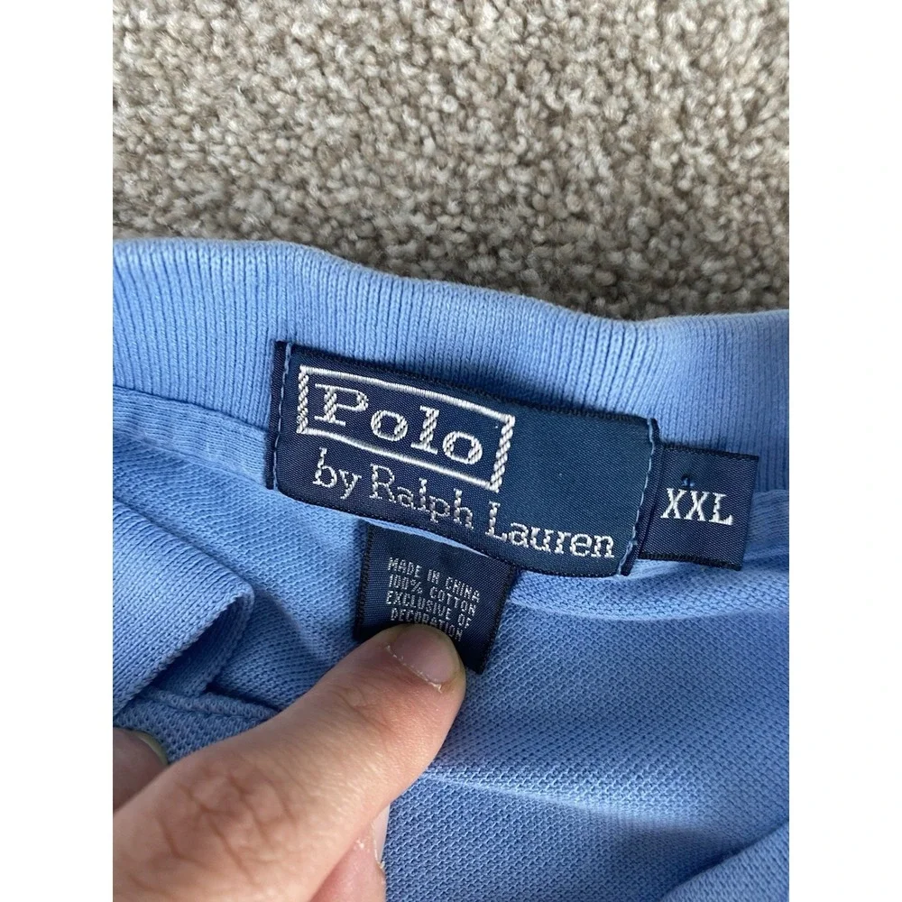 Polo Ralph Lauren Solid Light Blue Polo Shirt Mens XXL Cotton Yellow Pony Preppy